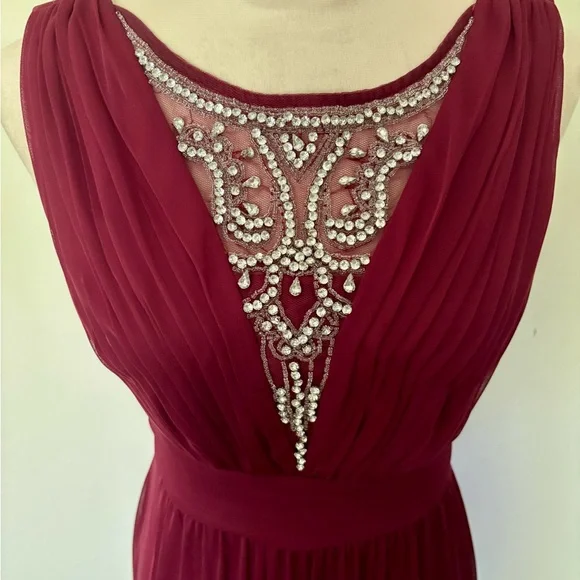 NWOT Melrose Bridal Burgundy Wine Sleeveless Empire Waist Bridesmaid Dress - Picture 3 of 12